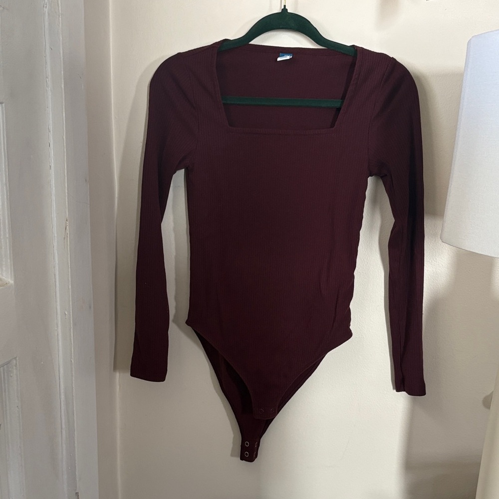 Old Navy Women's Burgundy Long Sleeve Bodysuit